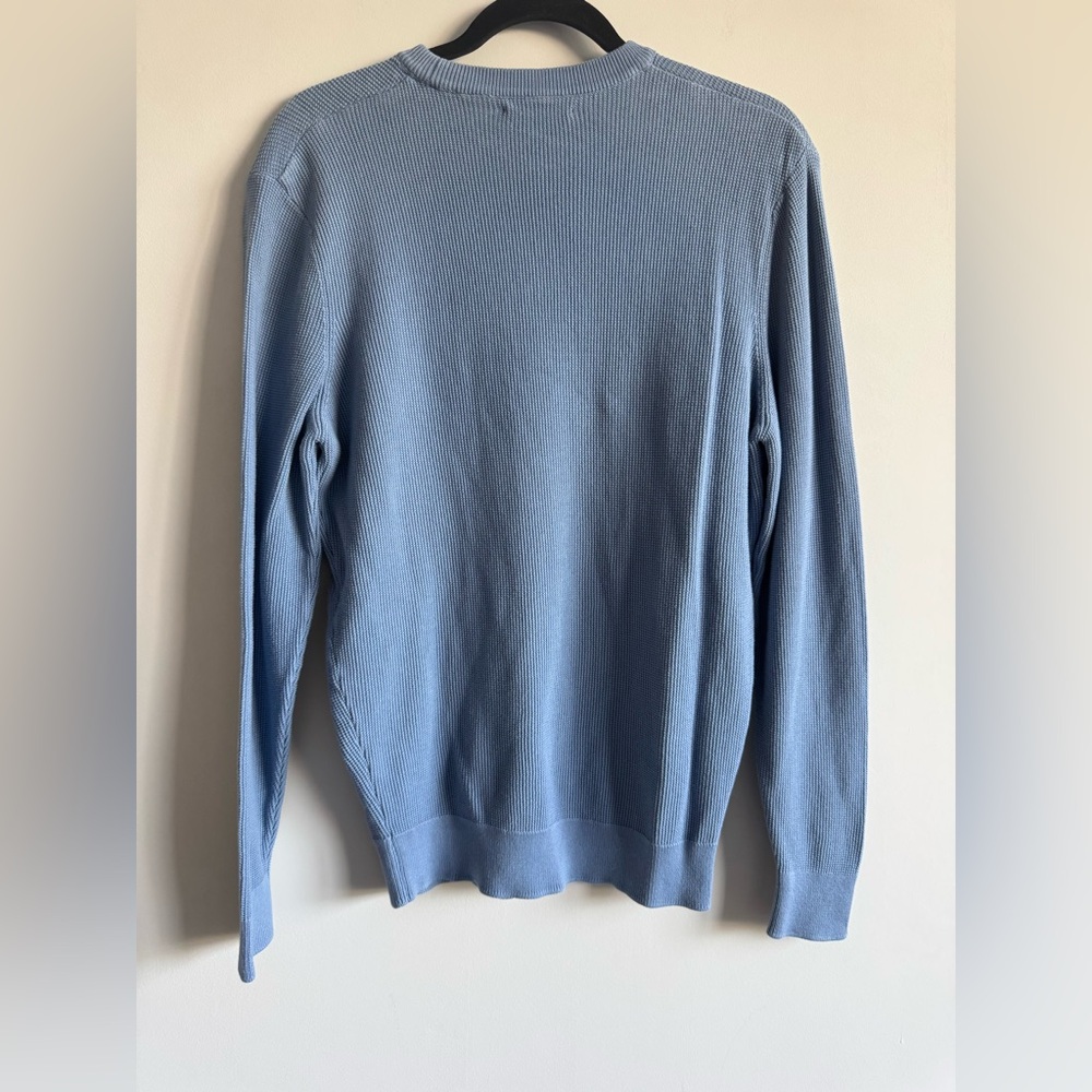 NWOT Zara Men’s Unisex Blue Waffle Knit Thermal Long Sleeve Cotton Sweater - Picture 2 of 4